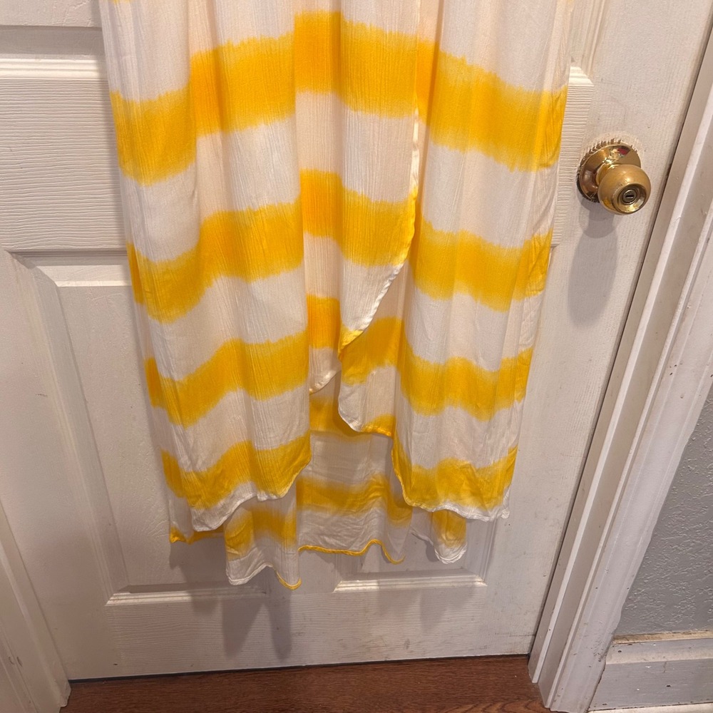 Tommy Bahama Yellow White Stripe Caicos Crinkle‎ Set Sail Stripe Sundress Large - Picture 7 of 11